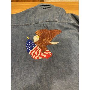 Denim Bald Eagle Long Sleeve Mens Shirt Novelty Retro Large